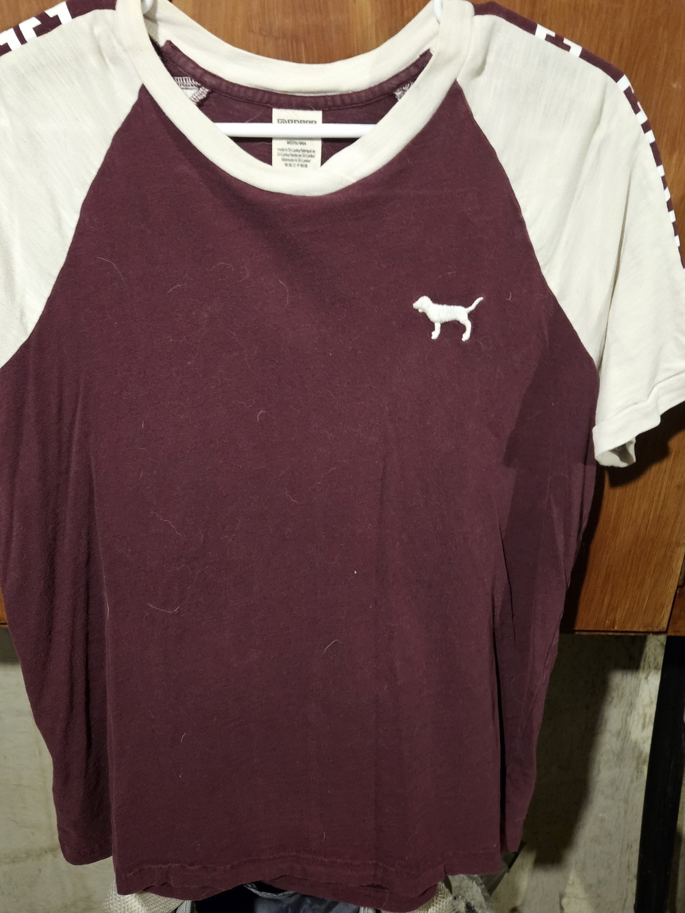 Victoria's Secret PINK Raglan Logo Tee in Purple & White